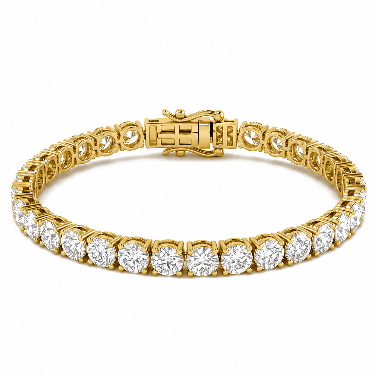 10.50ct 14K Yellow Gold Diamond Bracelet 7"