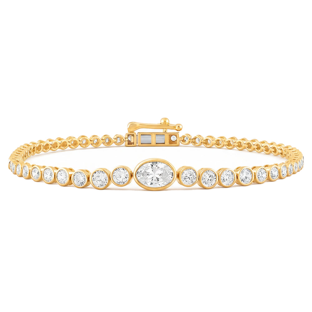 3.48ct 14K Yellow Gold Diamond Bracelet 7"