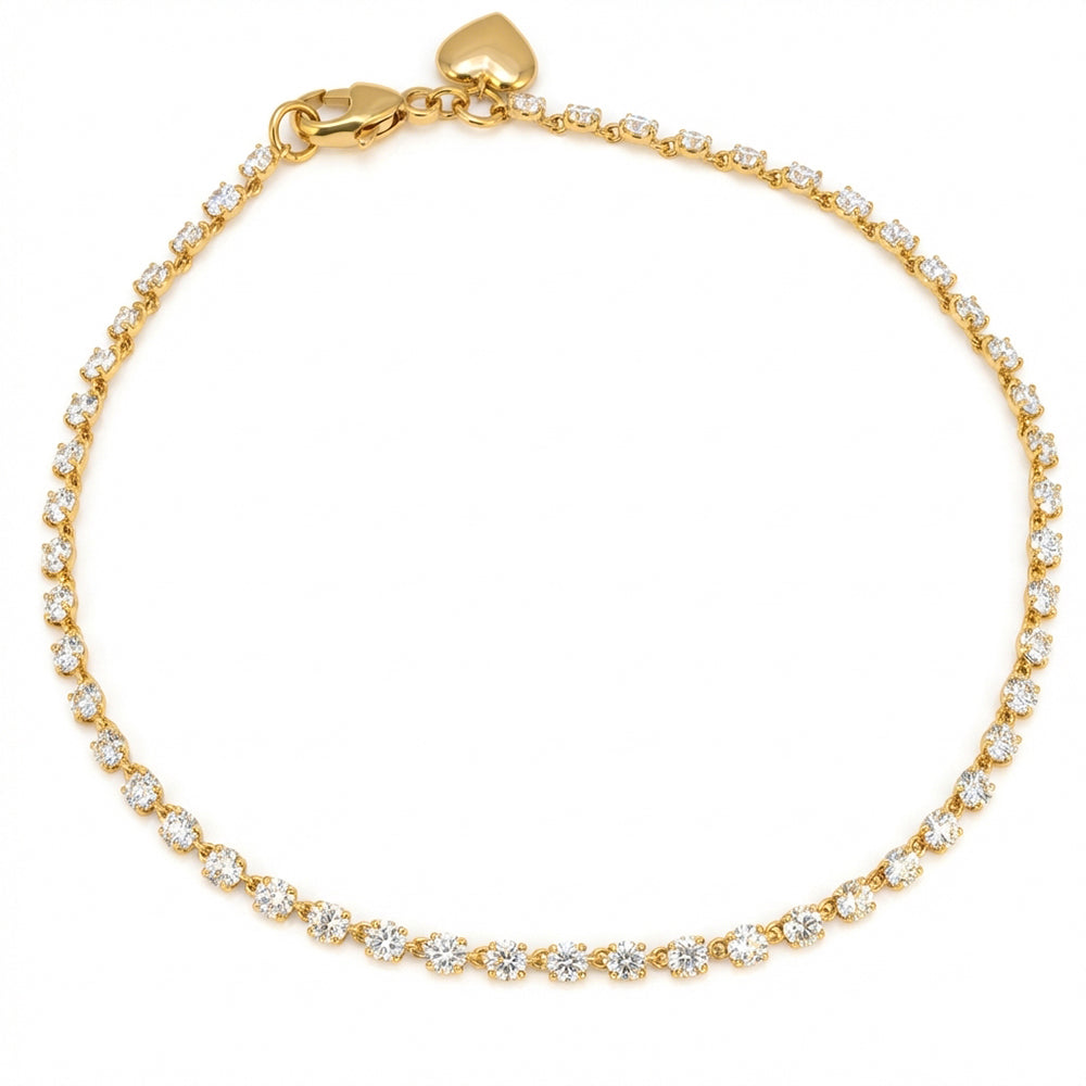 2.49ct 14K Yellow Gold Diamond Bracelet 7"