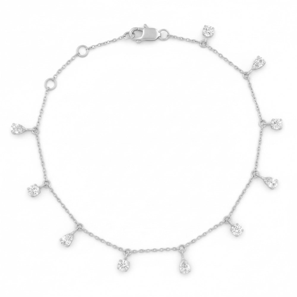 .99ct 14K White Gold Diamond Bracelet 7"