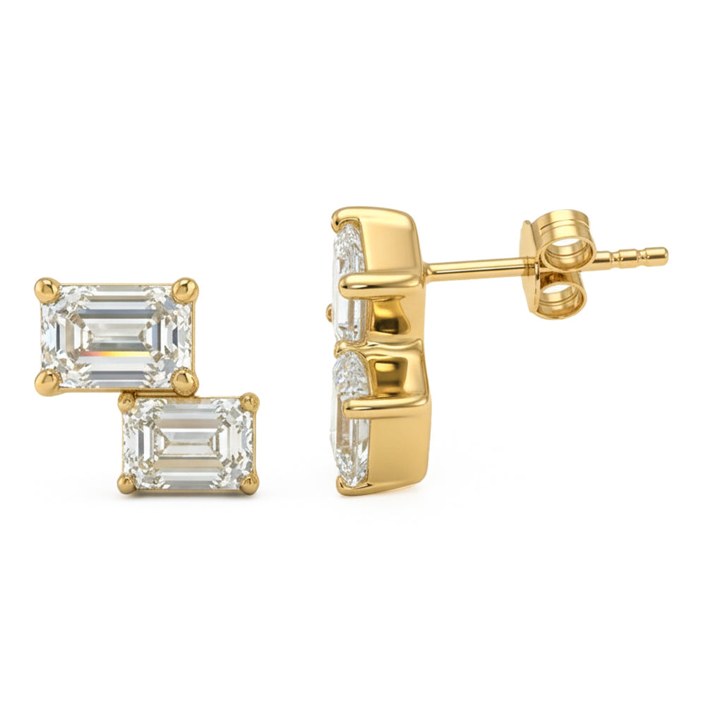 3.31ct 14K Yellow Gold Diamond Earrings