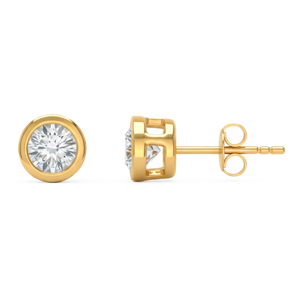 1ct 14K Yellow Gold Diamond Earrings