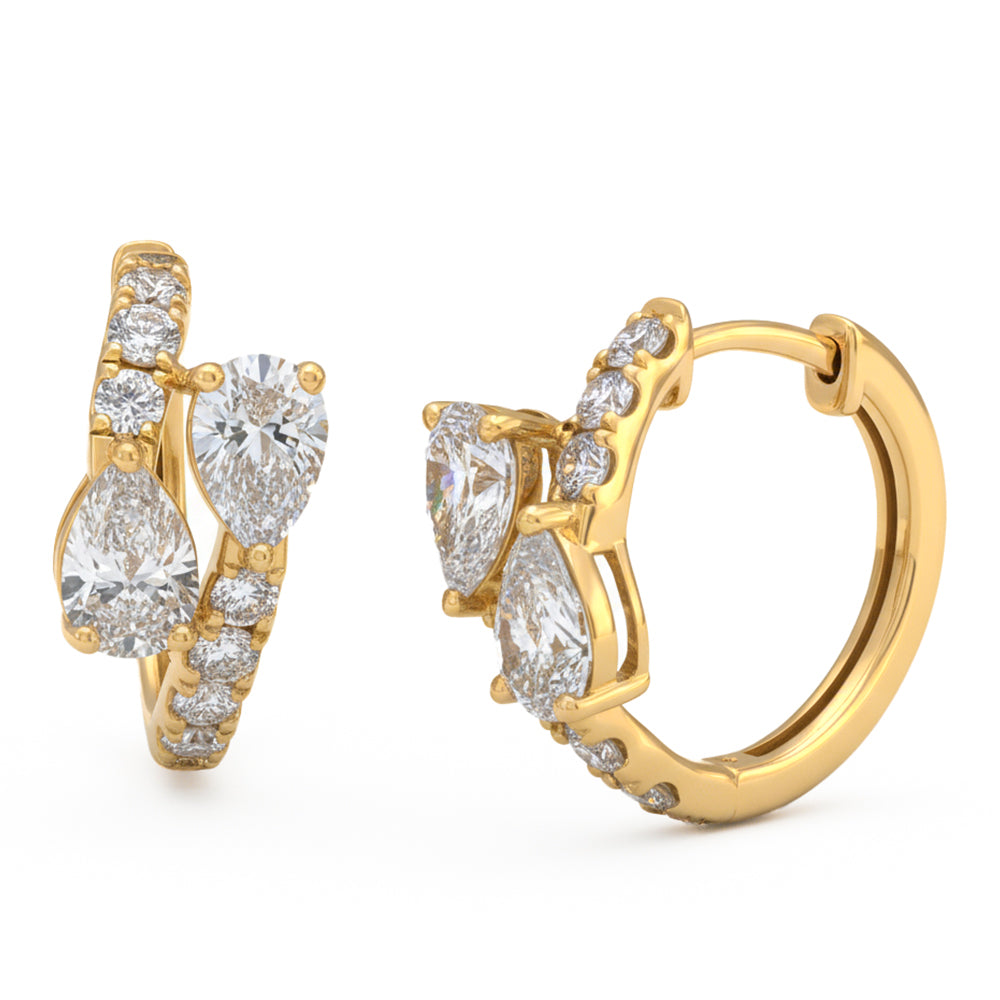 2.04ct 14K Yellow Gold Diamond Earrings