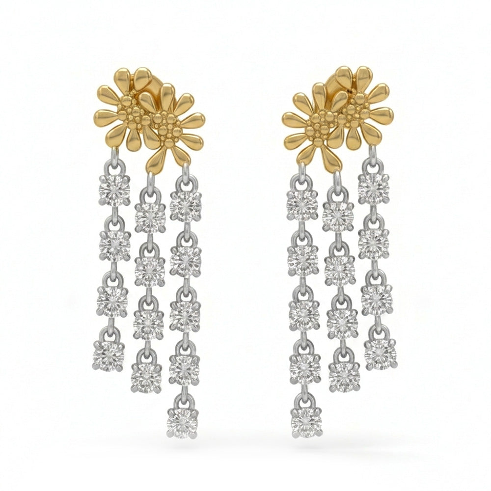 .50ct 14K Two Tone Diamond Earrings