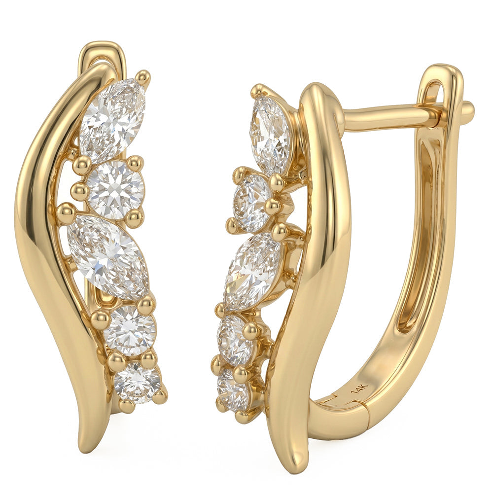 .98ct 14K Yellow Gold Diamond Earrings