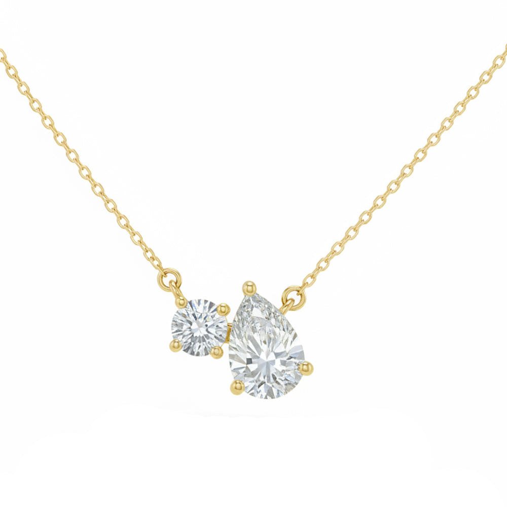 1.02ct 14K Yellow Gold Diamond Necklace 16+2"