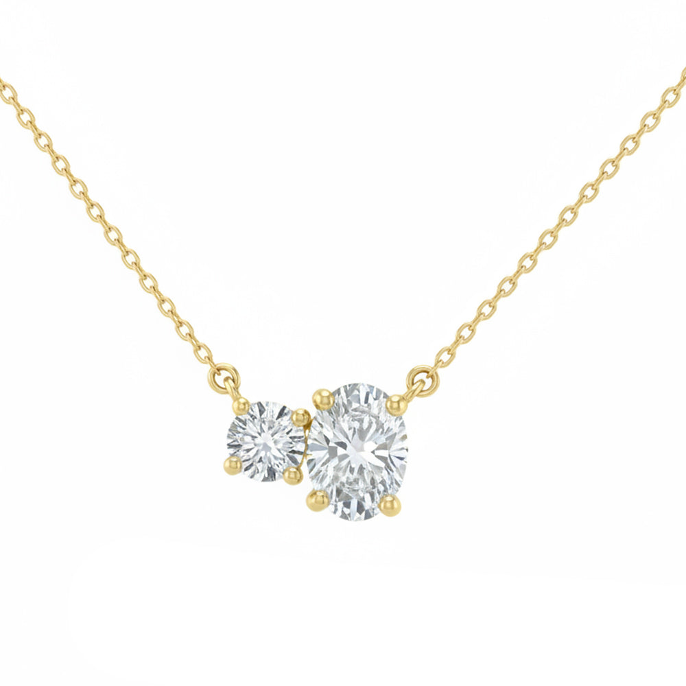 1.04ct 14K Yellow Gold Diamond Necklace 16+2"