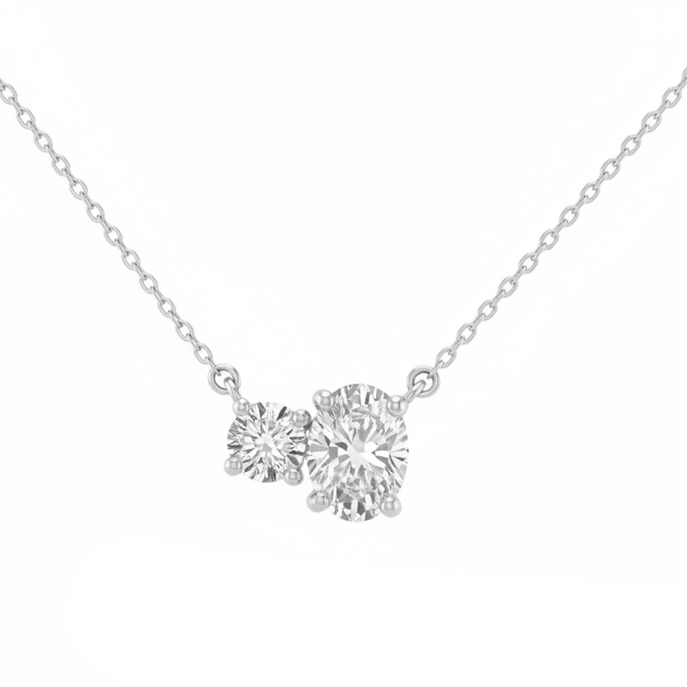 1.04ct 14K White Gold Diamond Necklace 16+2"
