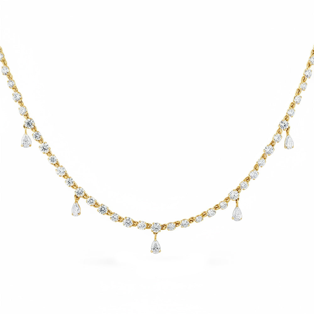 8.20ct 14K Yellow Gold Diamond Necklace 18"