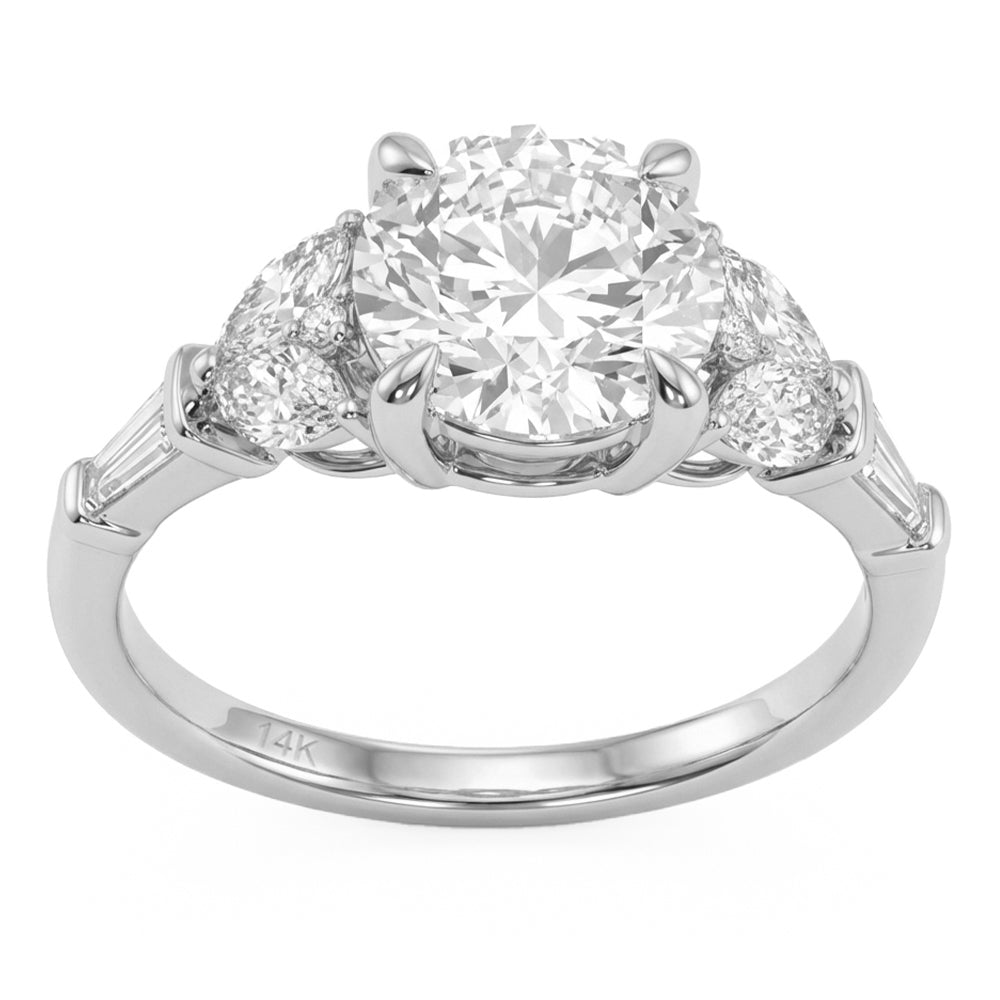 2.57ct 14K White Gold Diamond Ring Size 6.5