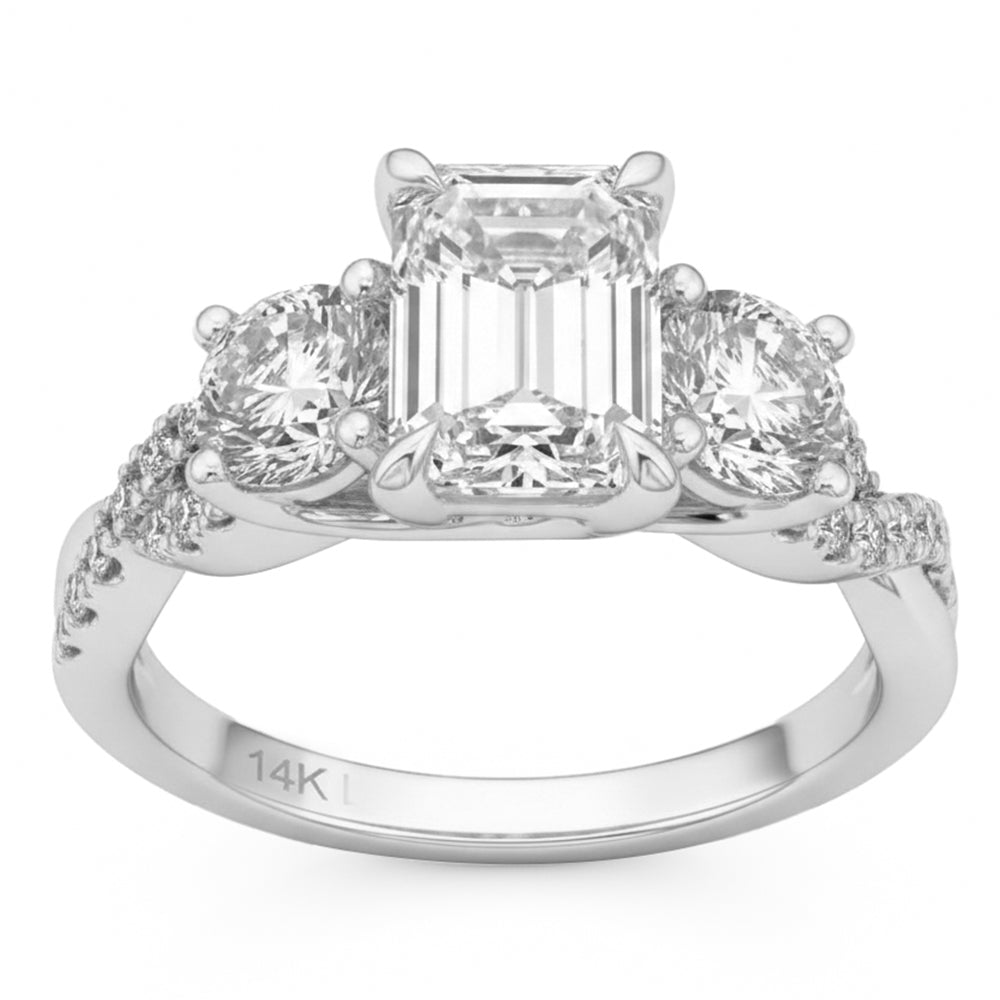 3.27ct 14K White Gold Diamond Ring Size 6.5