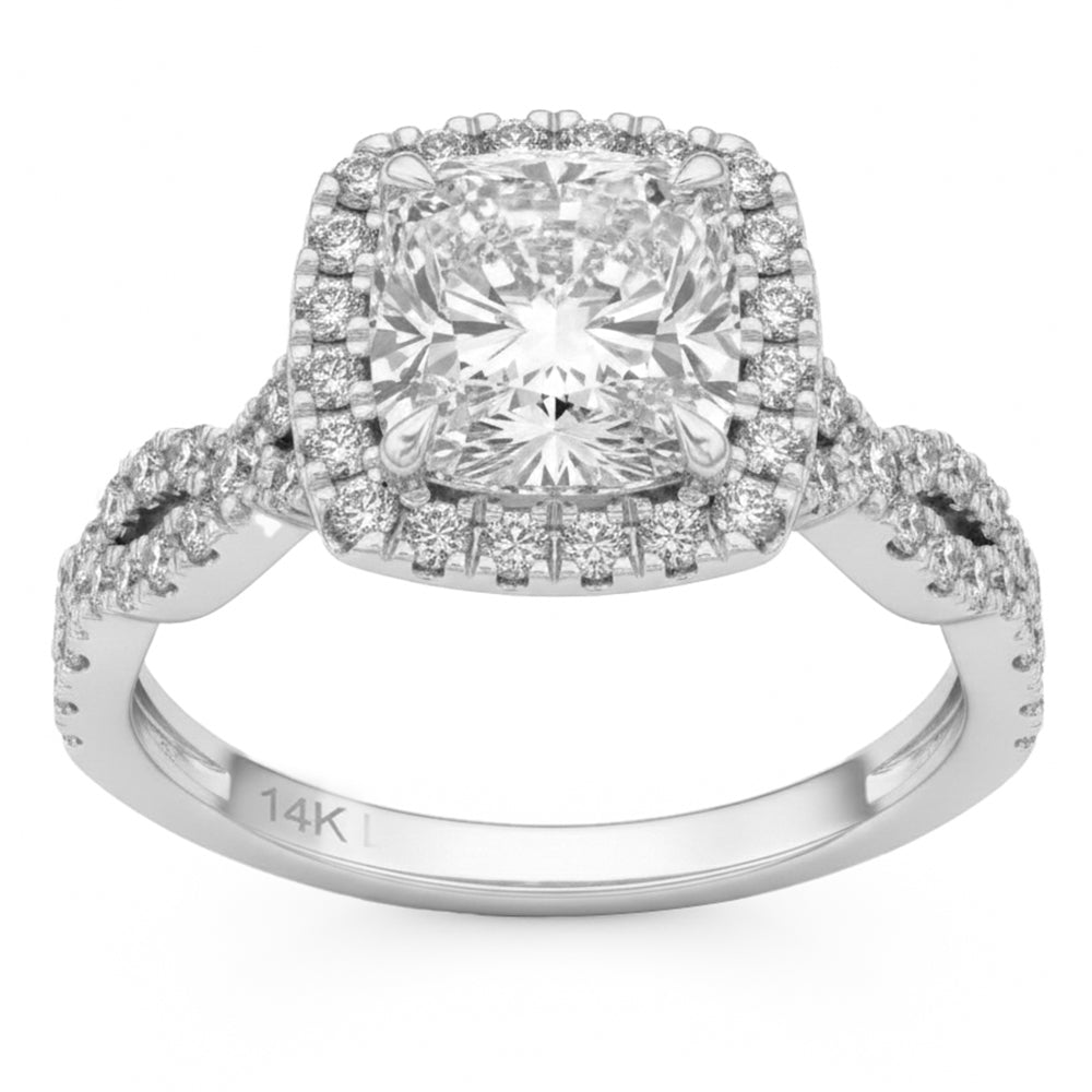 2.6ct 14K White Gold Diamond Ring Size 6.5