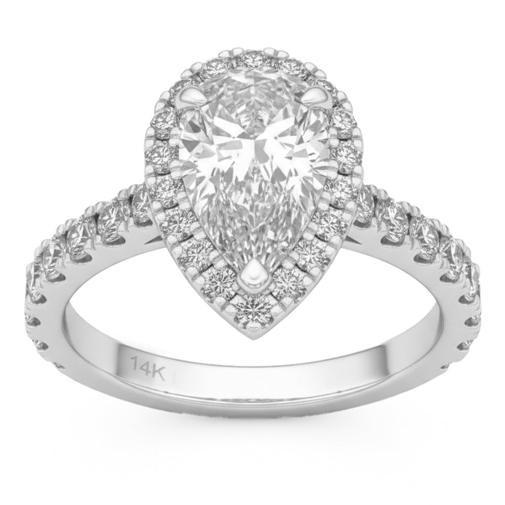 2.8ct 14K White Gold Diamond Ring Size 6.5
