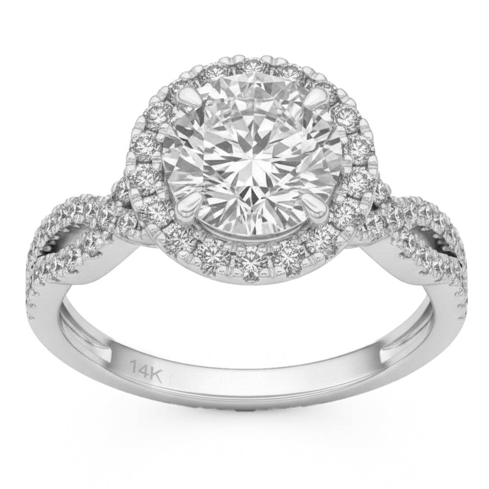 2.63ct 14K White Gold Diamond Ring Size 6.5