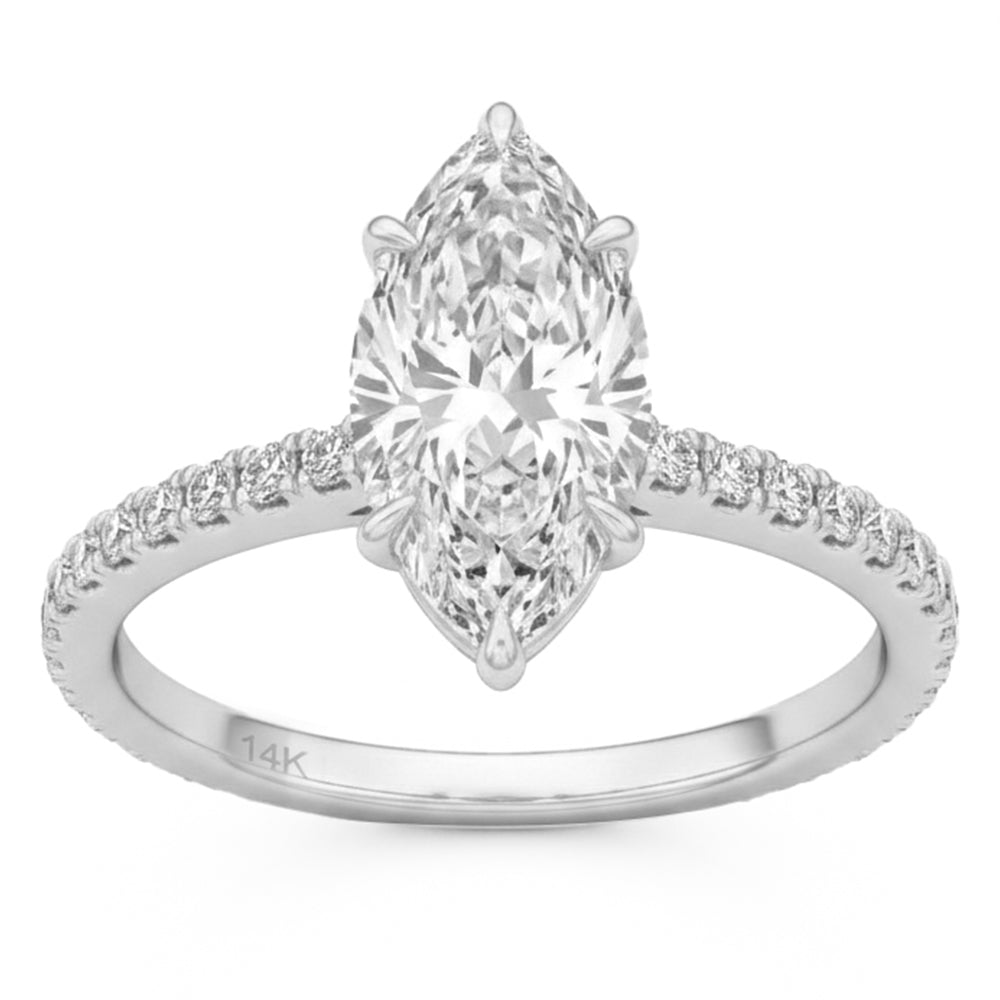 2.42ct 14K White Gold Diamond Ring Size 6.5