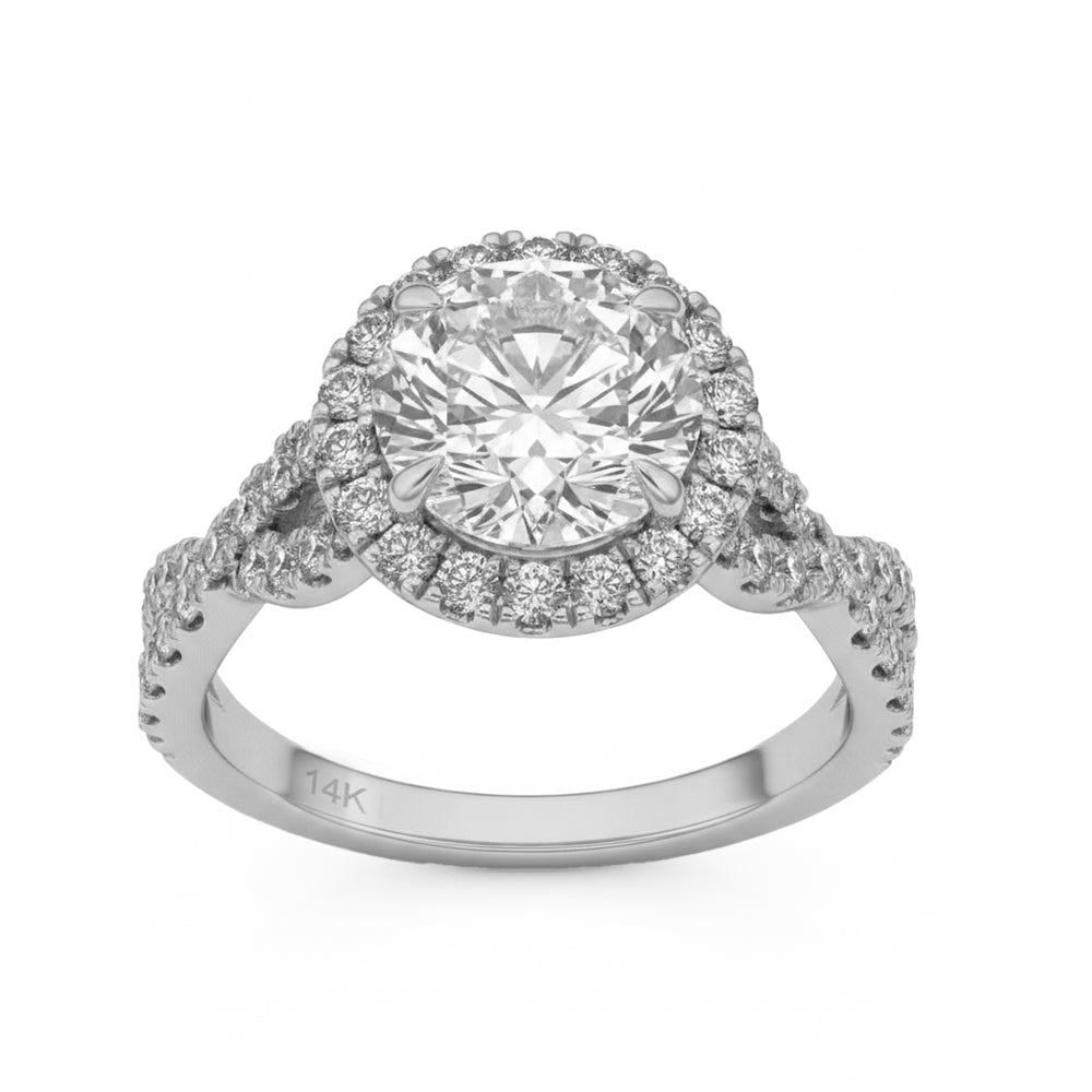 2.8ct 14K White Gold Diamond Ring Size 6.5