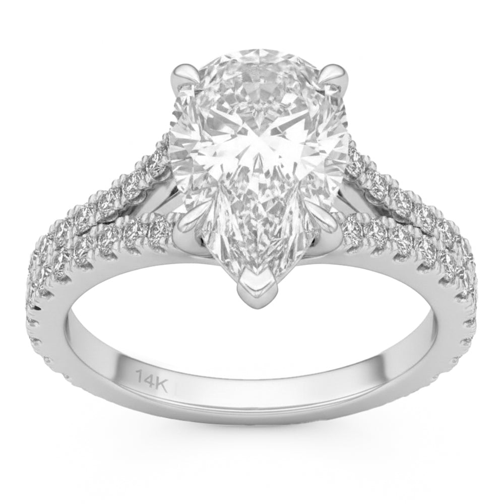 3.8ct 14K White Gold Diamond Ring Size 6.5