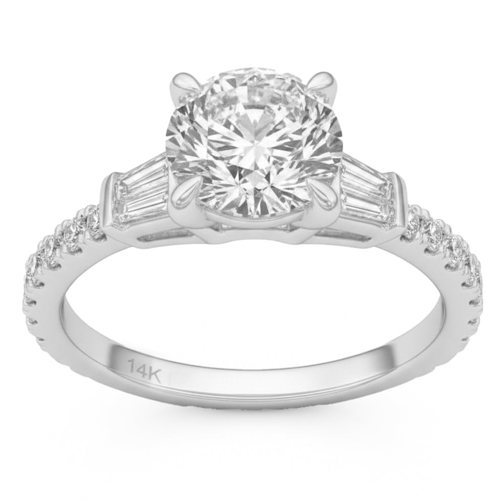 2.47ct 14K White Gold Diamond Ring Size 6.5