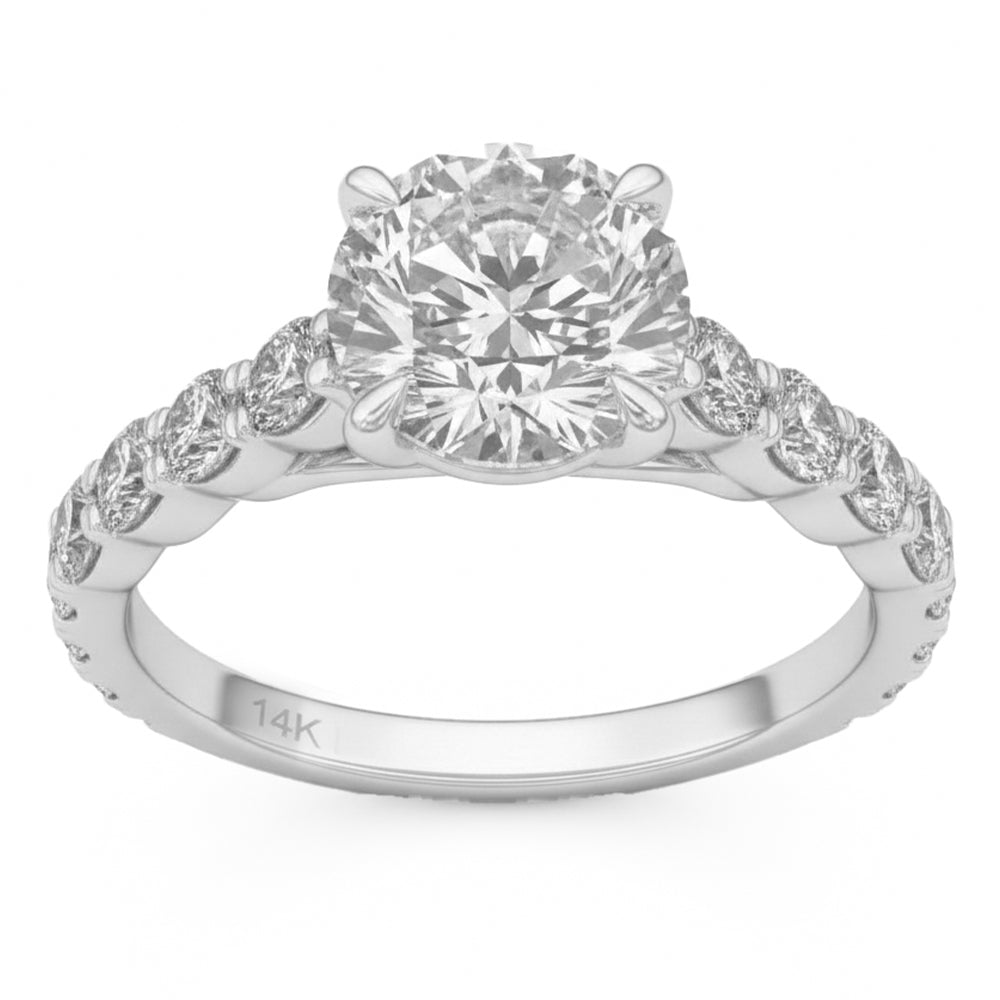 2.79ct 14K White Gold Diamond Ring Size 6.5