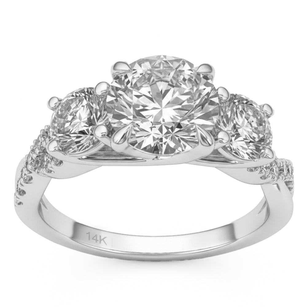 3.27ct 14K White Gold Diamond Ring Size 6.5