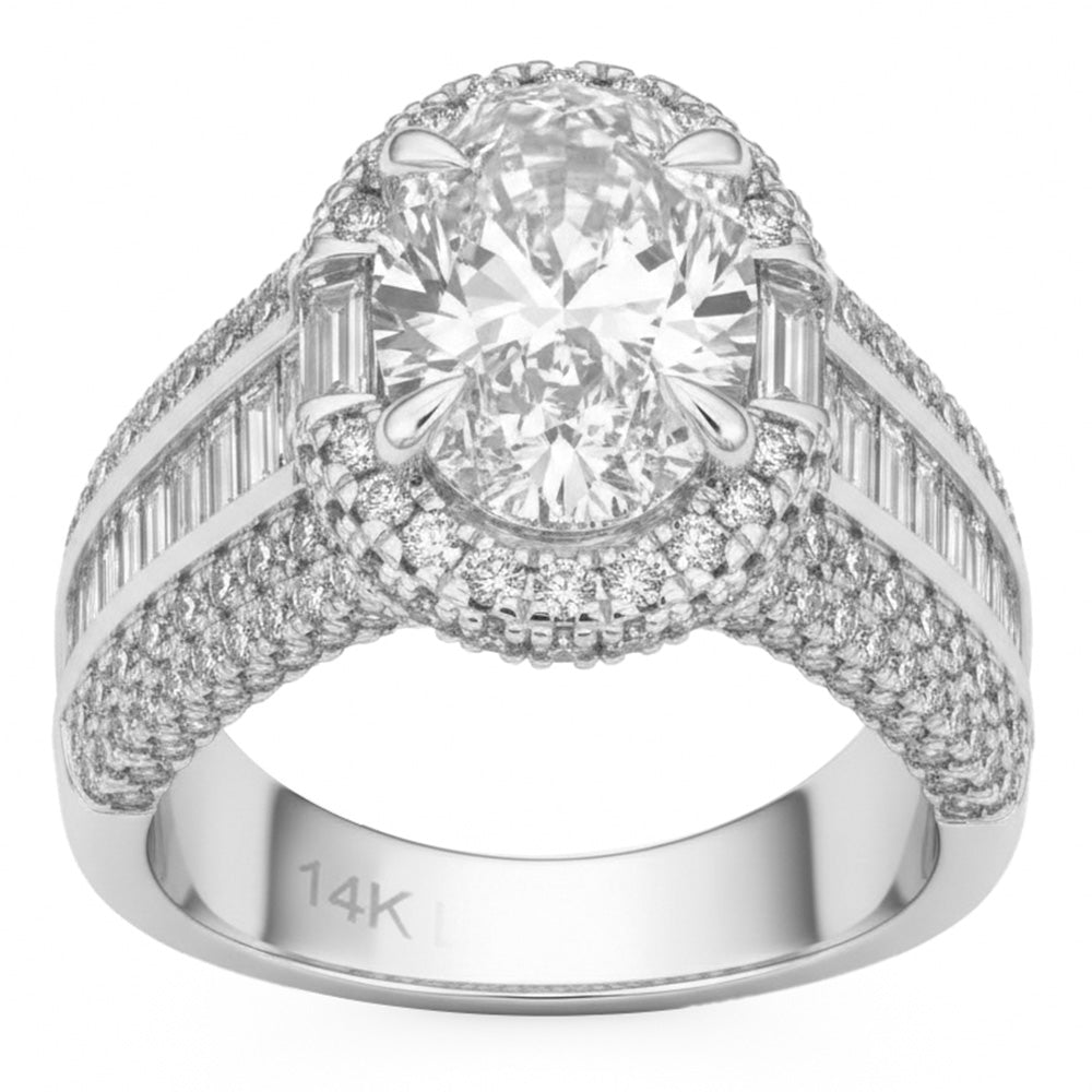 4.96ct 14K White Gold Diamond Ring Size 6.5