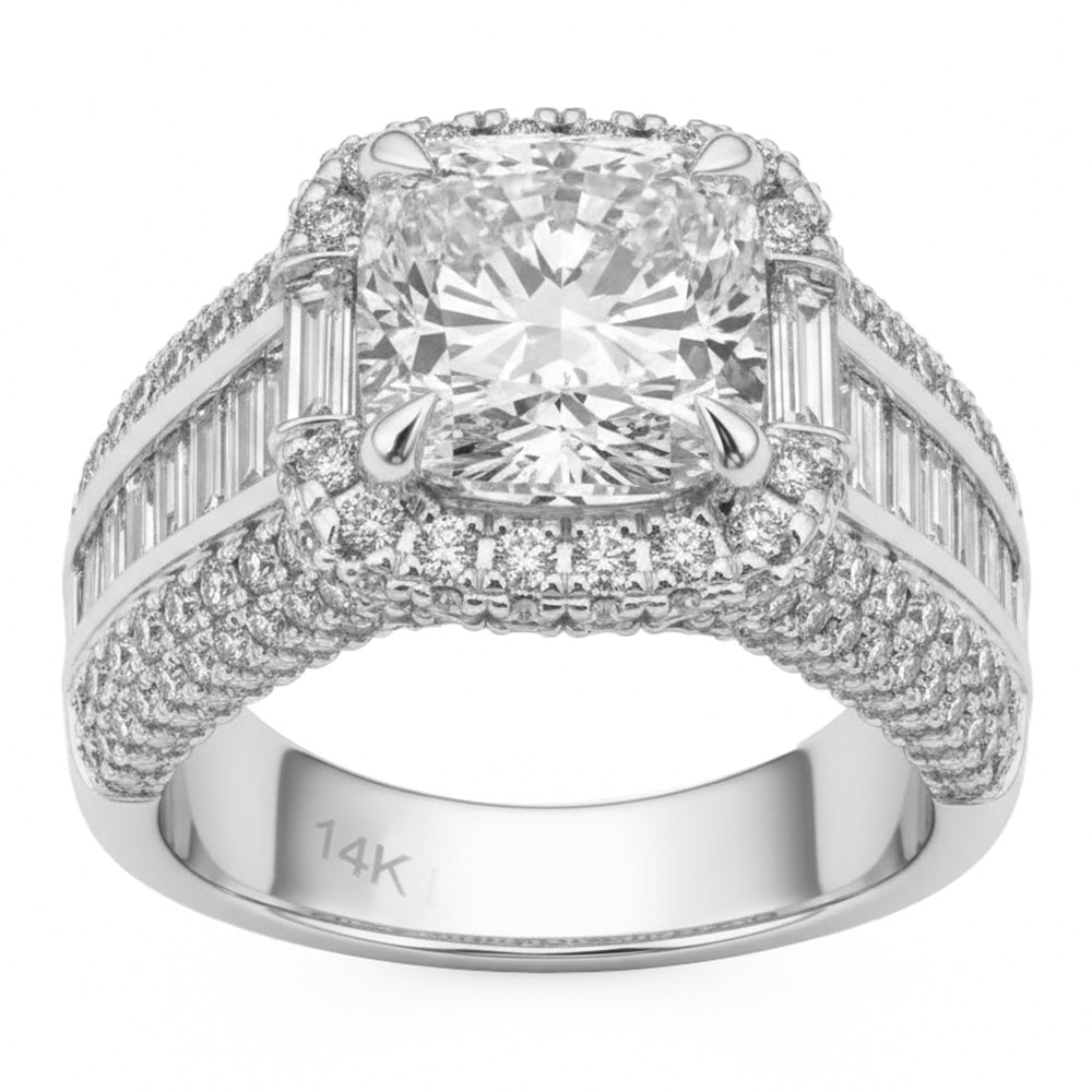4.92ct 14K White Gold Diamond Ring Size 6.5