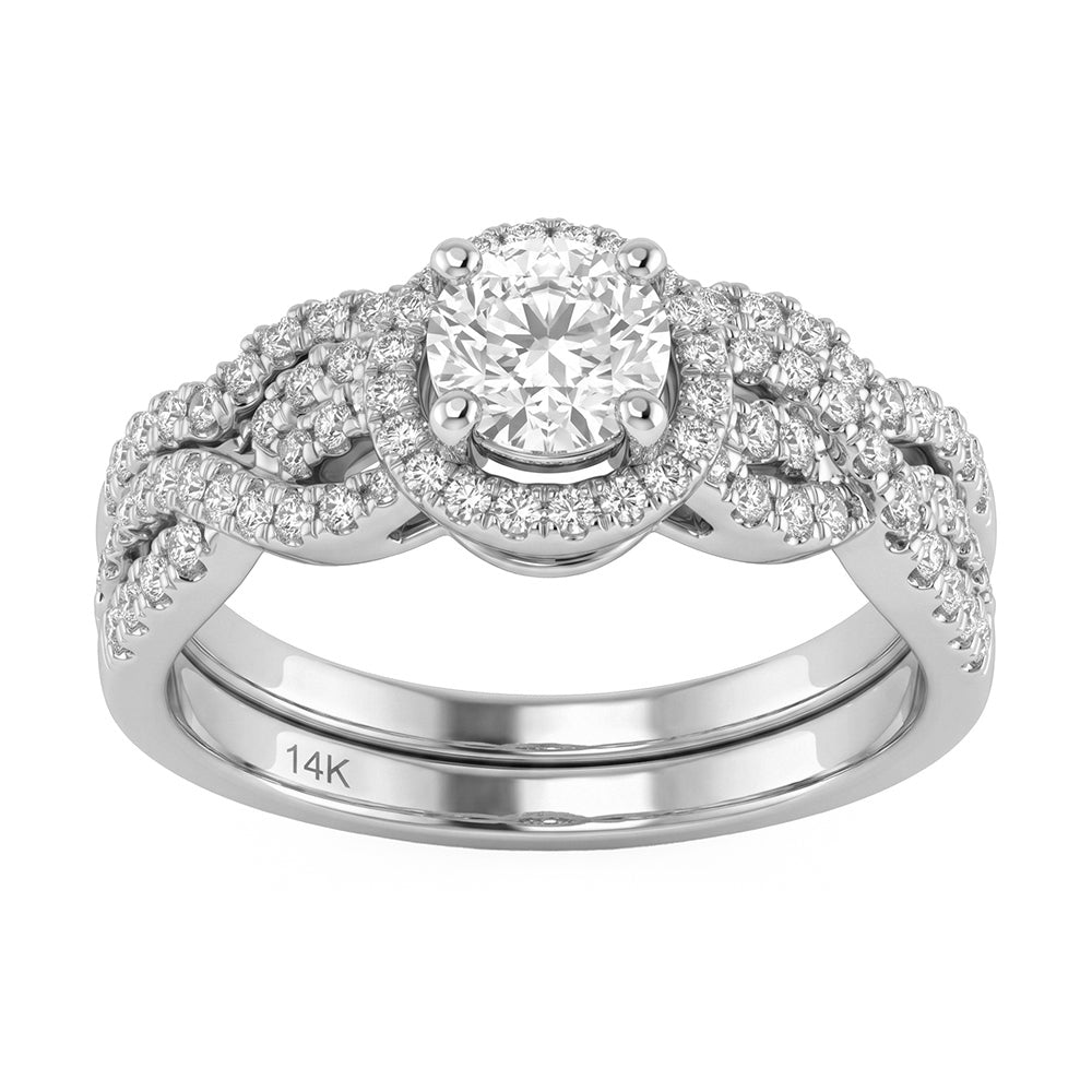 0.96ct 14K White Gold Diamond Ring Size 6.5