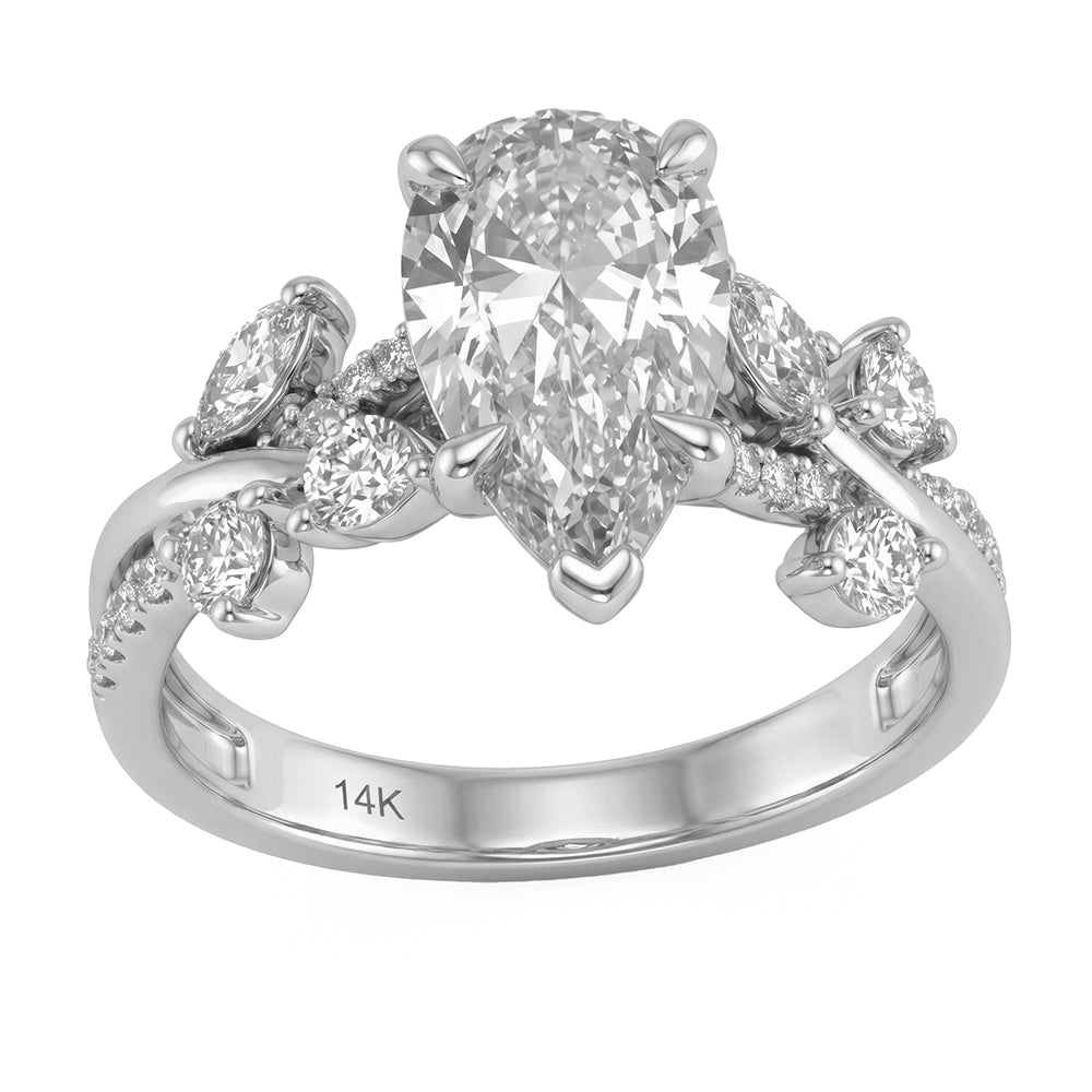 2.6ct 14K White Gold Diamond Ring Size 6.5