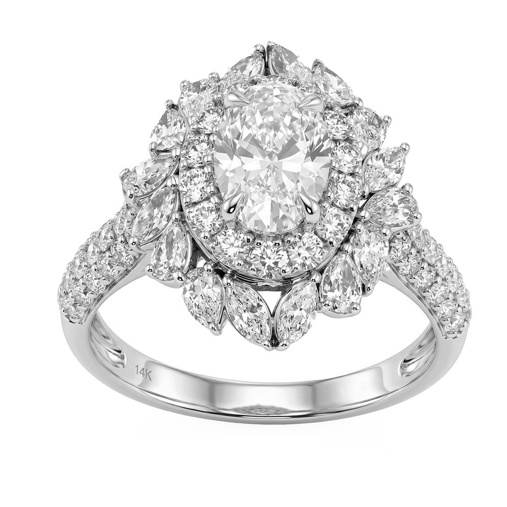 2.43ct 14K White Gold Diamond Ring Size 6.5