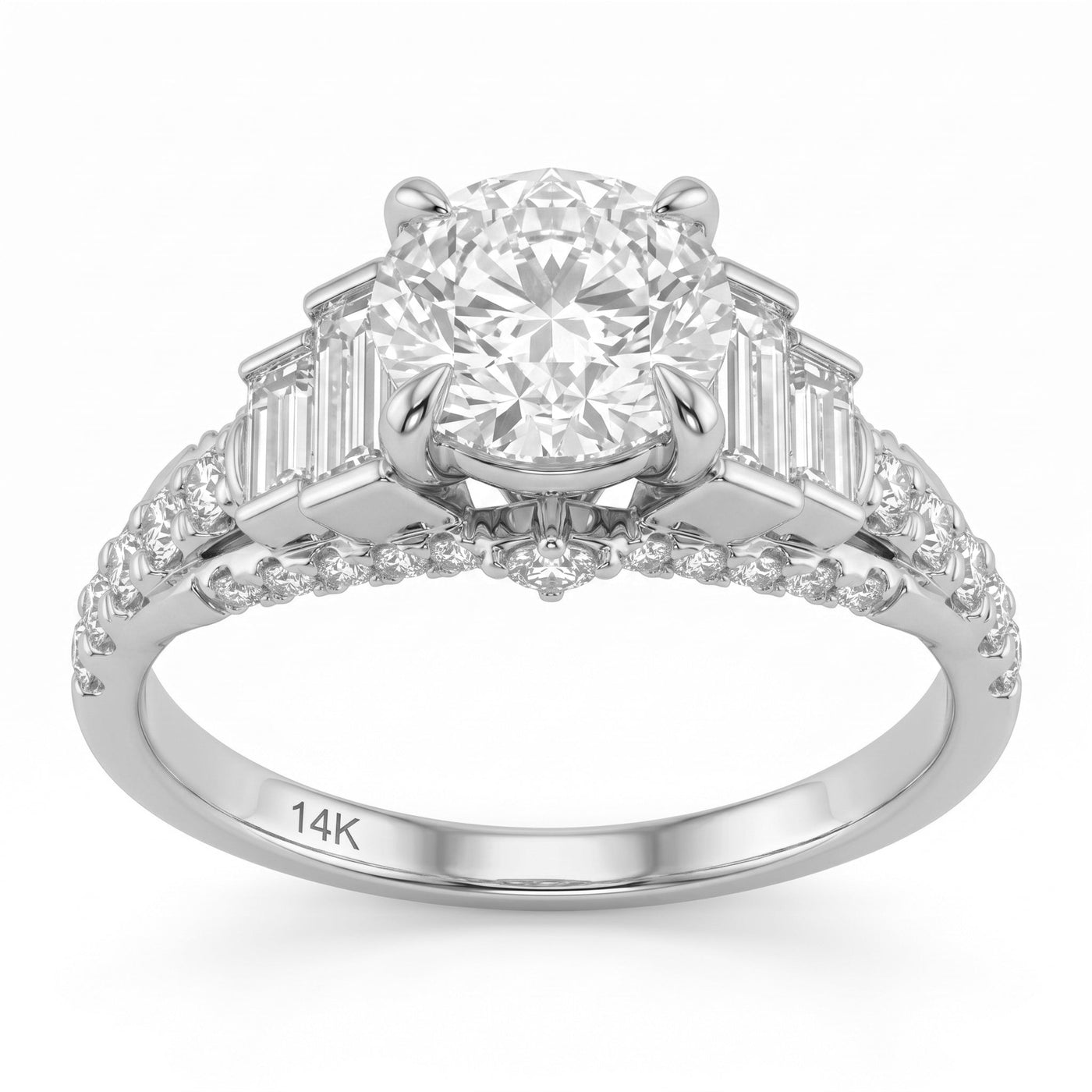 2.97ct 14K White Gold Diamond Ring Size 6.5