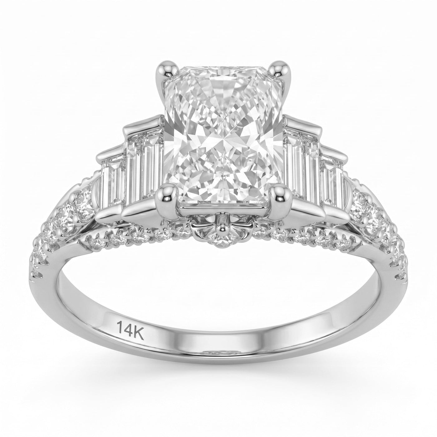 3.04ct 14K White Gold Diamond Ring Size 6.5