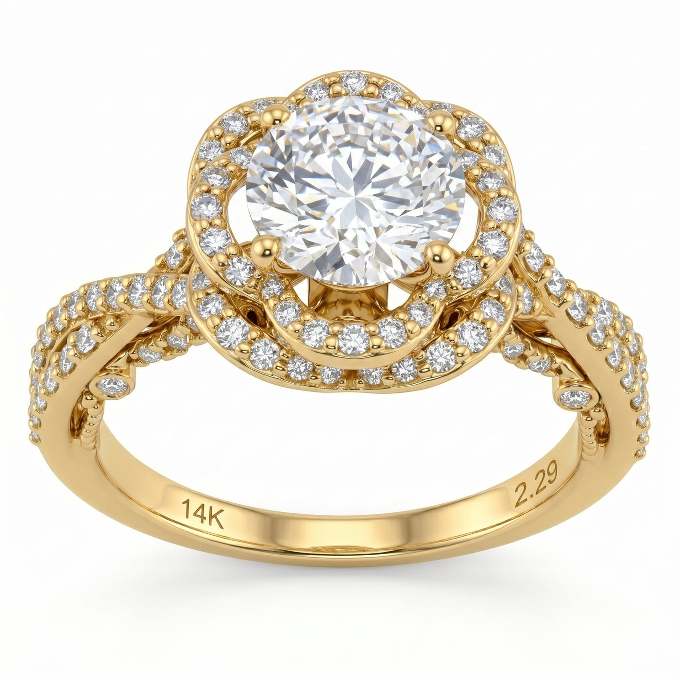 2.23ct 14K Yellow Gold Diamond Ring Size 6.5
