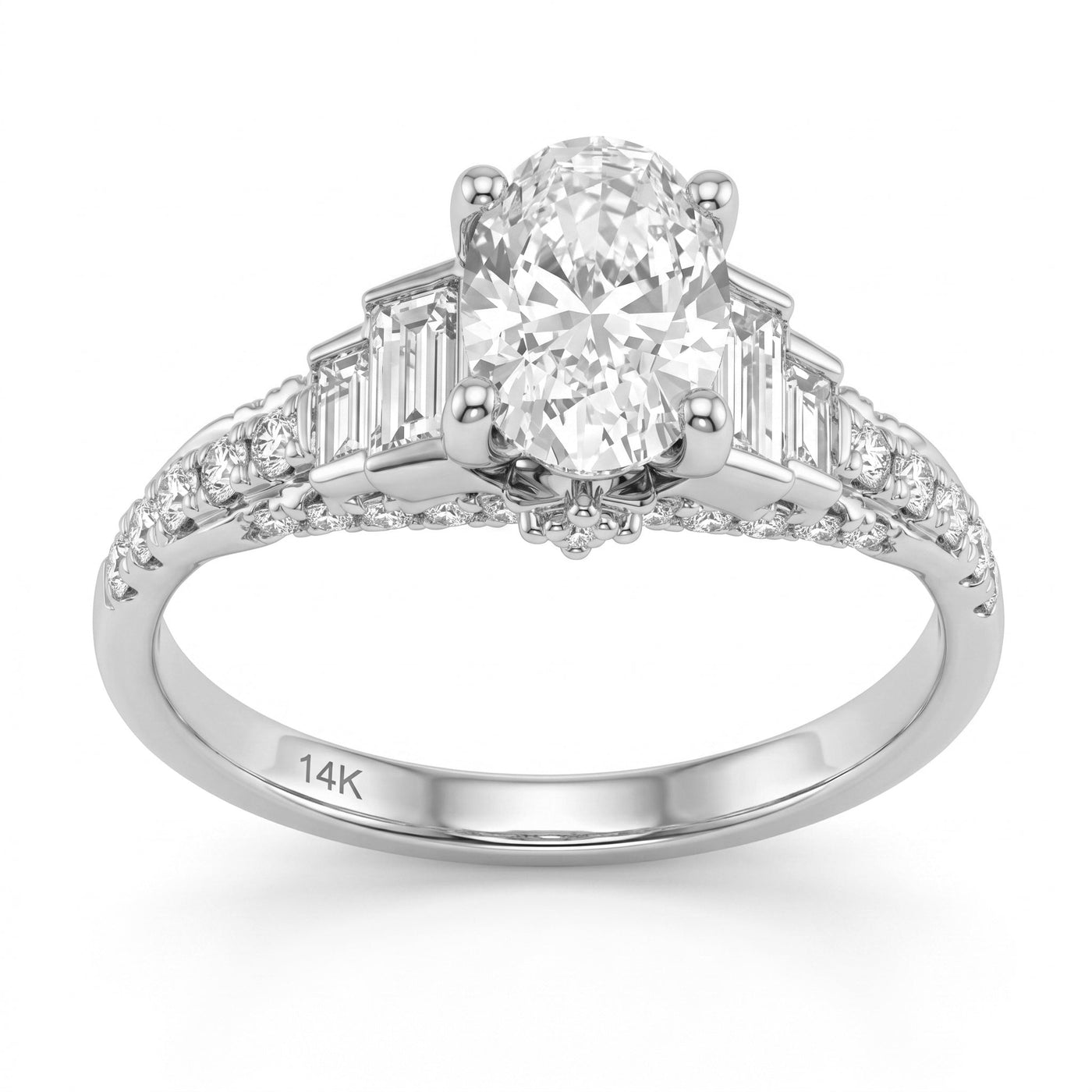 1.68ct 14K White Gold Diamond Ring Size 6.5