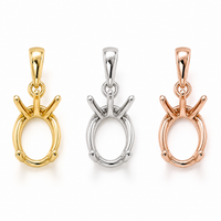 Solid 14K Gold Diamond Pendant Prong Setting