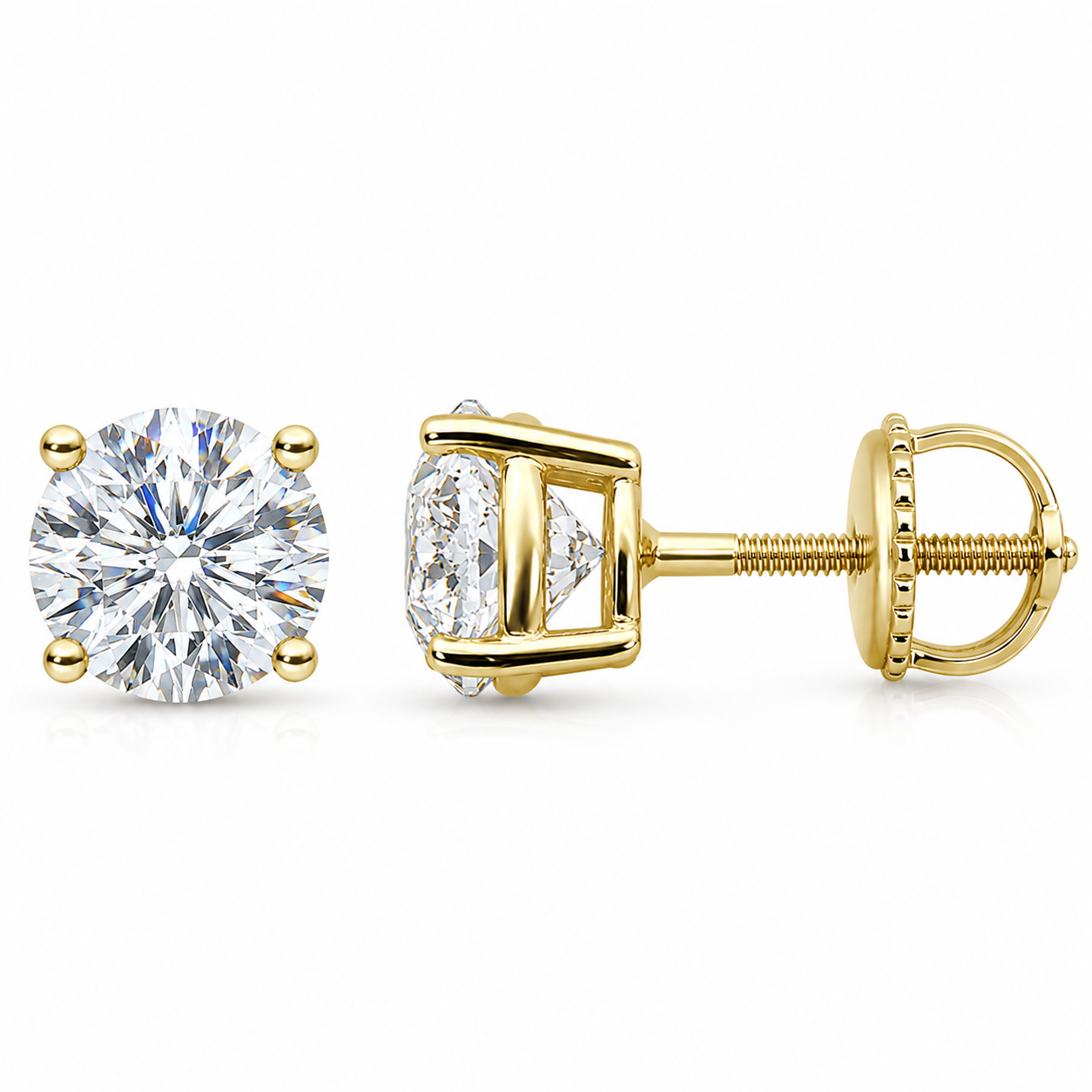 1.00ct 14K Yellow Gold  Diamond Earrings
