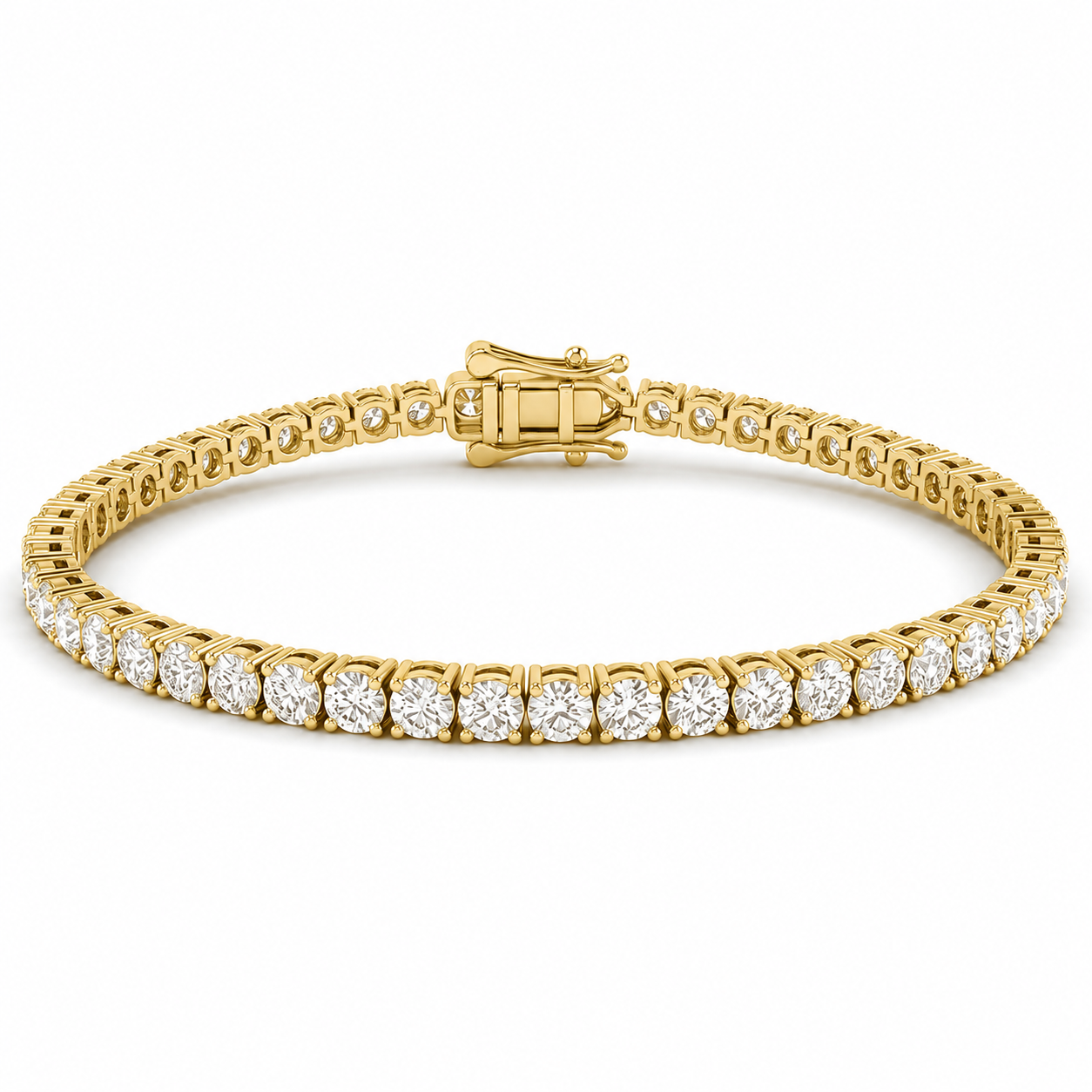 5.00ct 14K Yellow Gold  Diamond Bracelet 7"