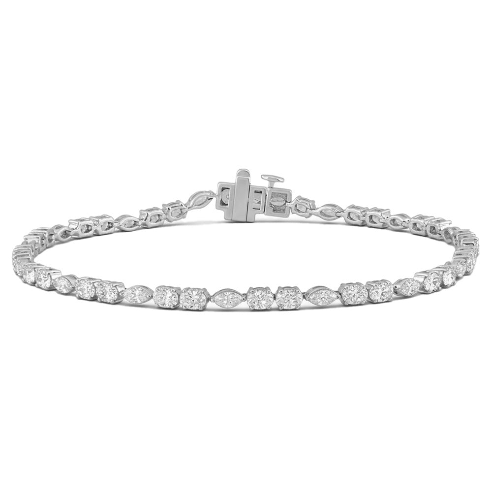 3.96ct 14K White Gold  Diamond Bracelet 7"