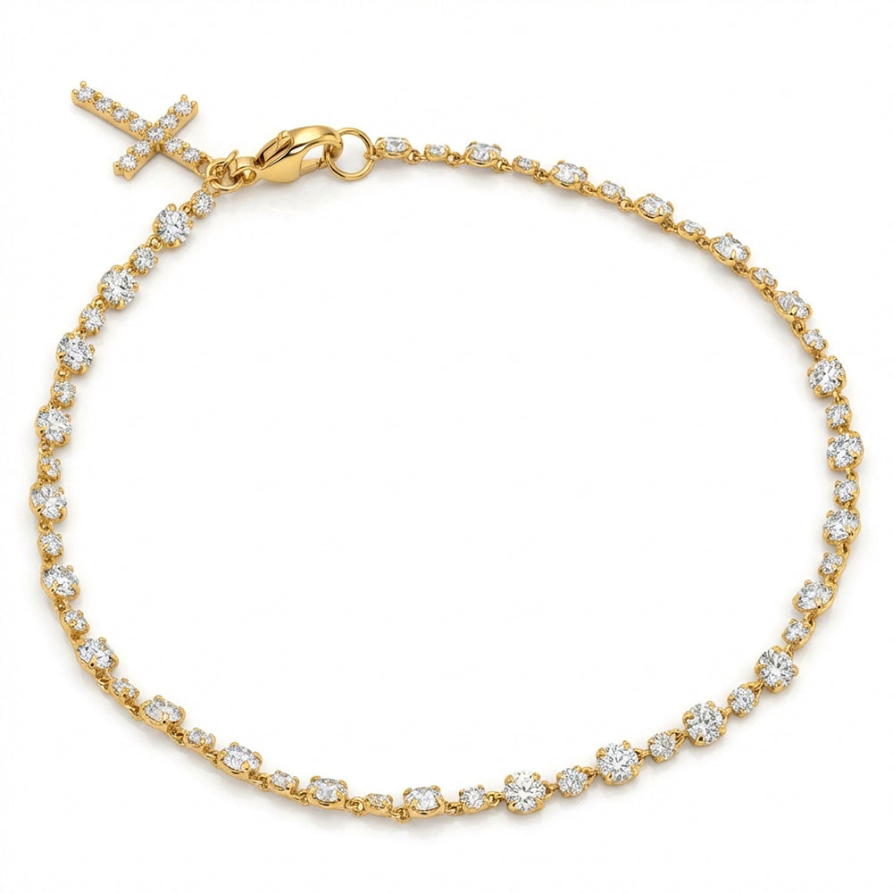 3.18ct 14K Yellow Gold  Diamond Bracelet 7"