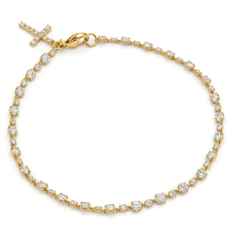 3.18ct 14K Yellow Gold Lab Grown Diamond Bracelet 7"