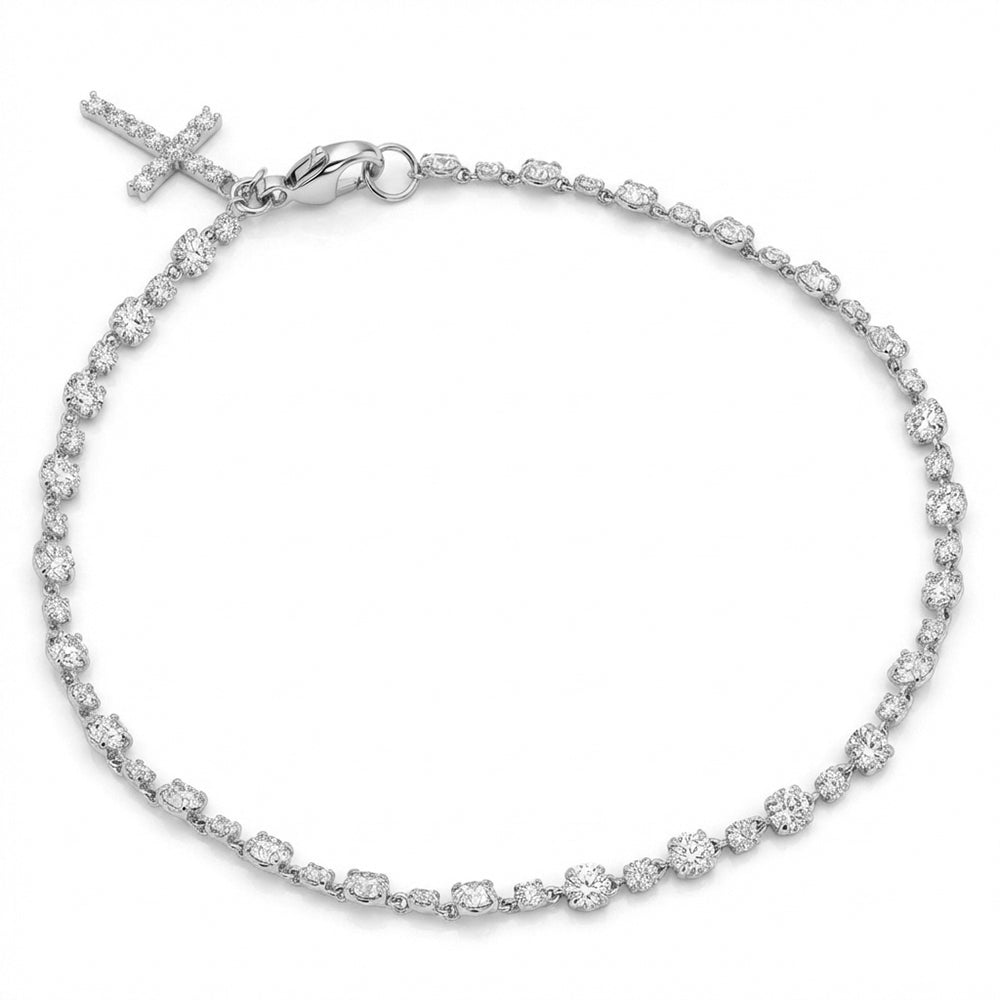 3.19ct 14K White Gold  Diamond Bracelet 7"