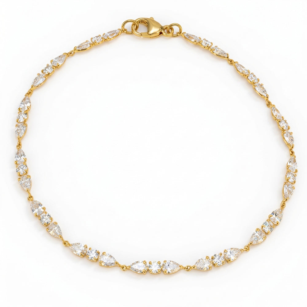 3.51ct 14K Yellow Gold  Diamond Bracelet 7"