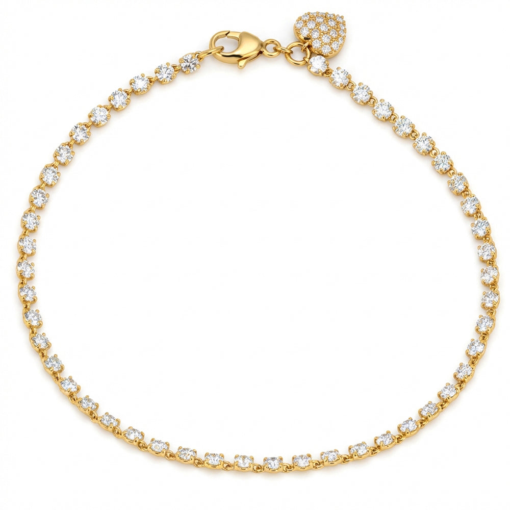 2.97ct 14K Yellow Gold  Diamond Bracelet 7"