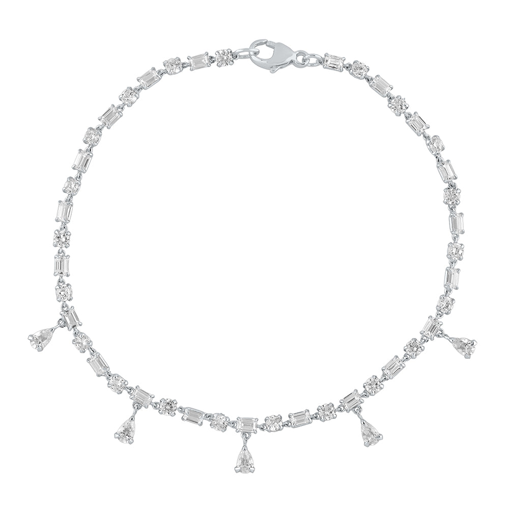 3.99ct 14K White Gold  Diamond Bracelet 7"