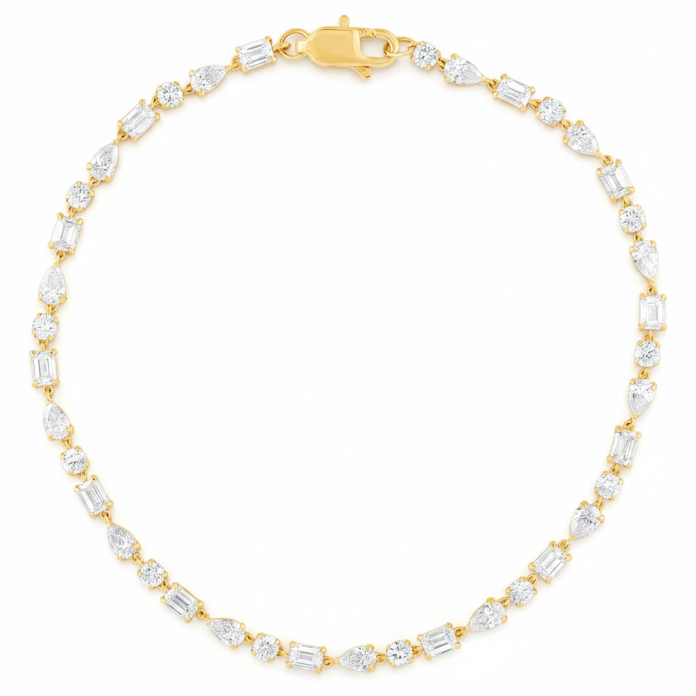 3.49ct 14K Yellow Gold  Diamond Bracelet 7"