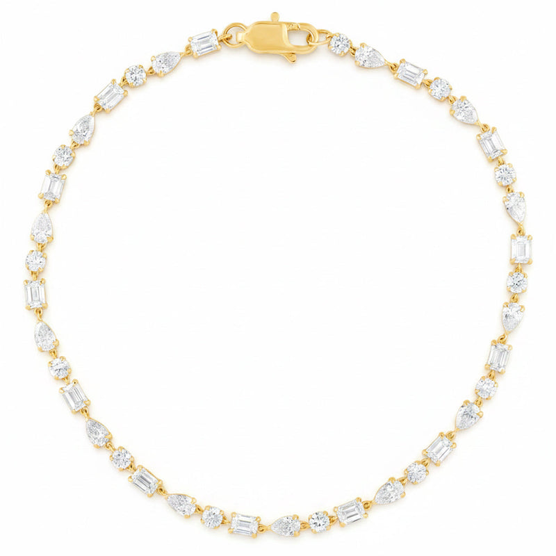 3.49ct 14K Yellow Gold Lab Grown Diamond Bracelet 7"