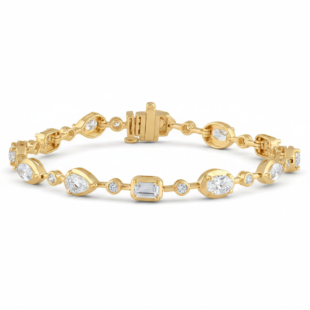 5.47ct 14K Yellow Gold  Diamond Bracelet 7"