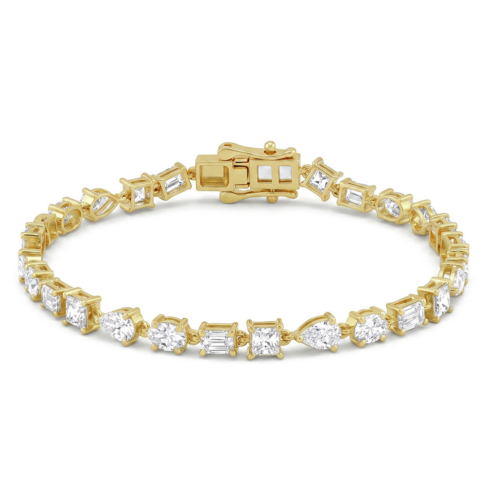 6.93ct 14K Yellow Gold  Diamond Bracelet 7"