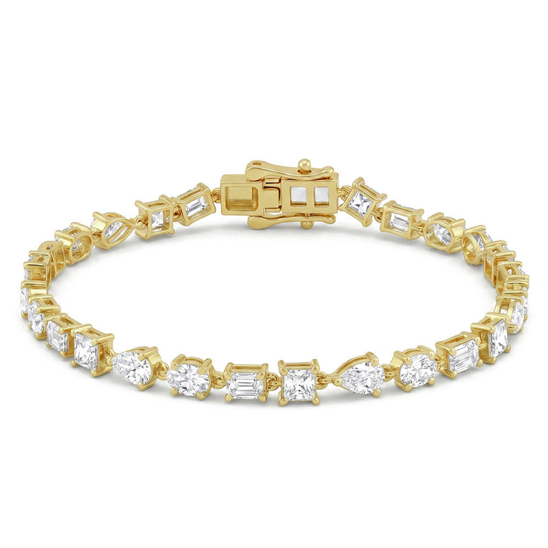 6.93ct 14K Yellow Gold Lab Grown Diamond Bracelet 7"