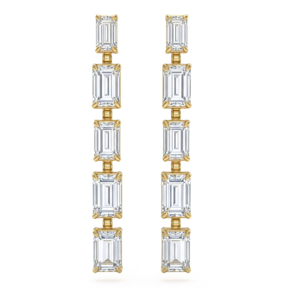 7.05ct 14K Yellow Gold  Diamond Earrings