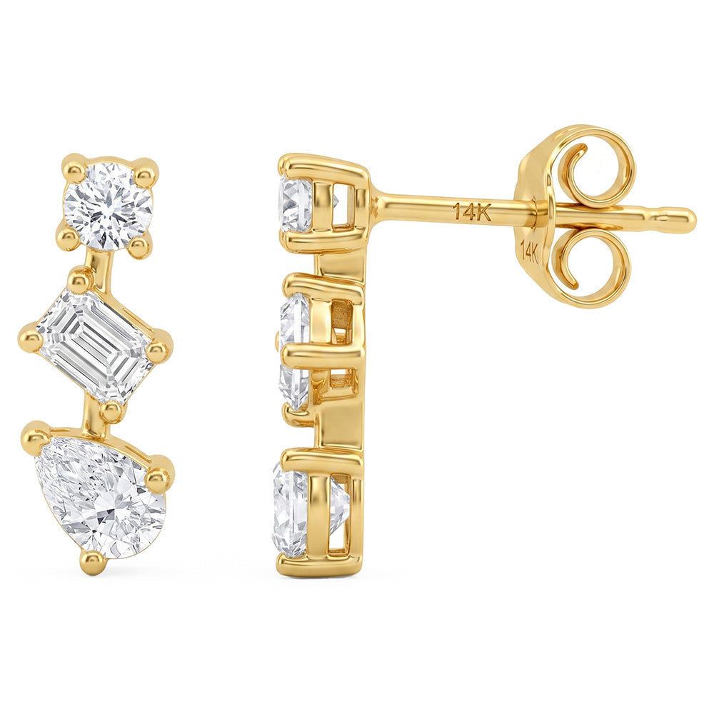 .95ct 14K Yellow Gold  Diamond Earrings